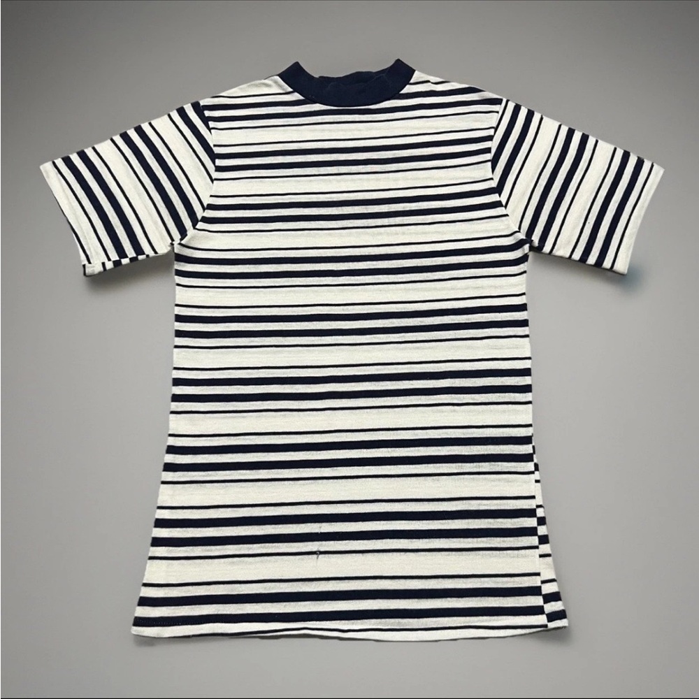 Mens Sears Kings Road White Blue Short Sleeve Striped Raglan T-Shirt Small